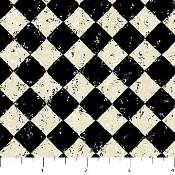 Haunted Hollow Distressed Check - Black and Bone