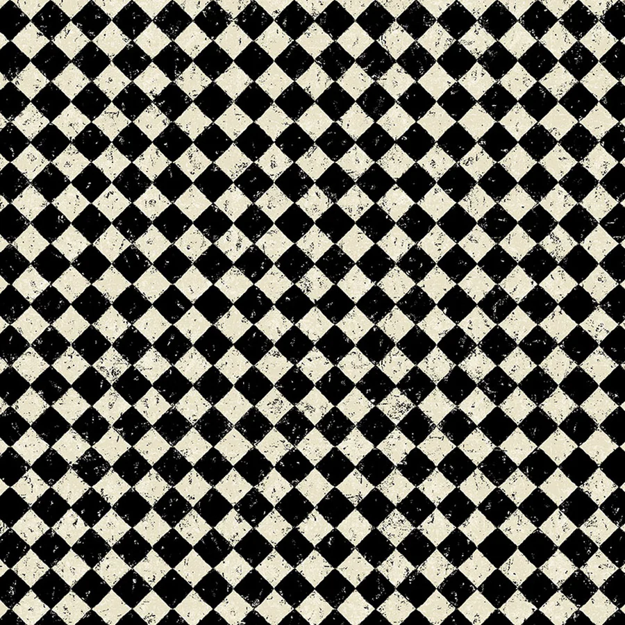 Haunted Hollow Distressed Check - Black and Bone