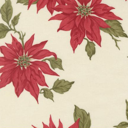 Candlelight Christmas Holly Poinsettia - Cream