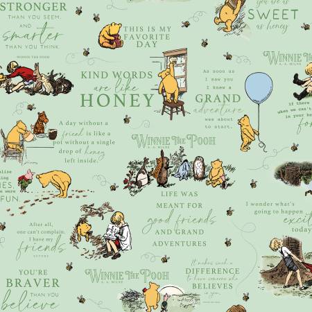 Winnie The Pooh Quotes Green - Flannel