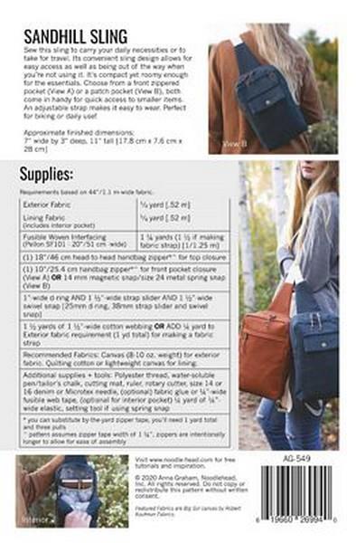 Sandhill Hands-free sling bag pattern