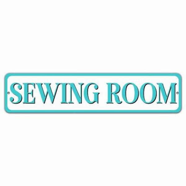 Sewing Room Aluminum Sign - (4" x 18")