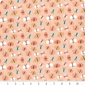 Love You to the Moon Flannel Butterflies - Coral