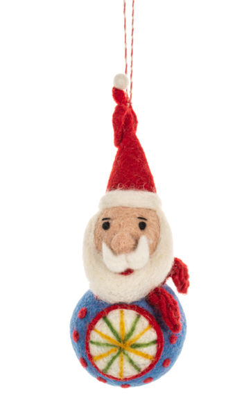 Santa Teardrop Wool Ornaments