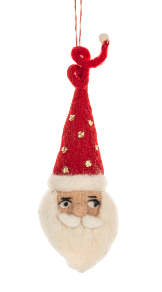 Santa Teardrop Wool Ornaments