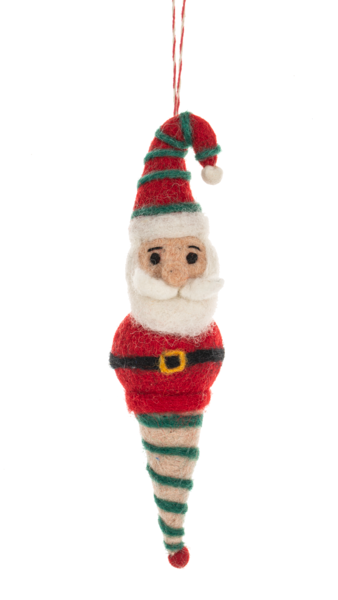 Santa Teardrop Wool Ornaments