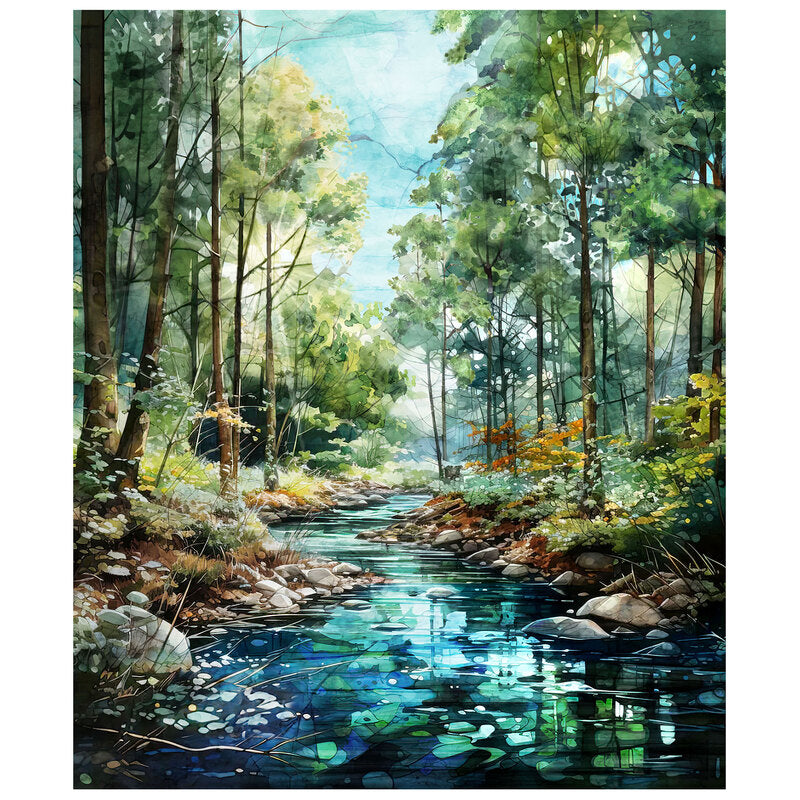 Serenity Springs Green Multi Panel