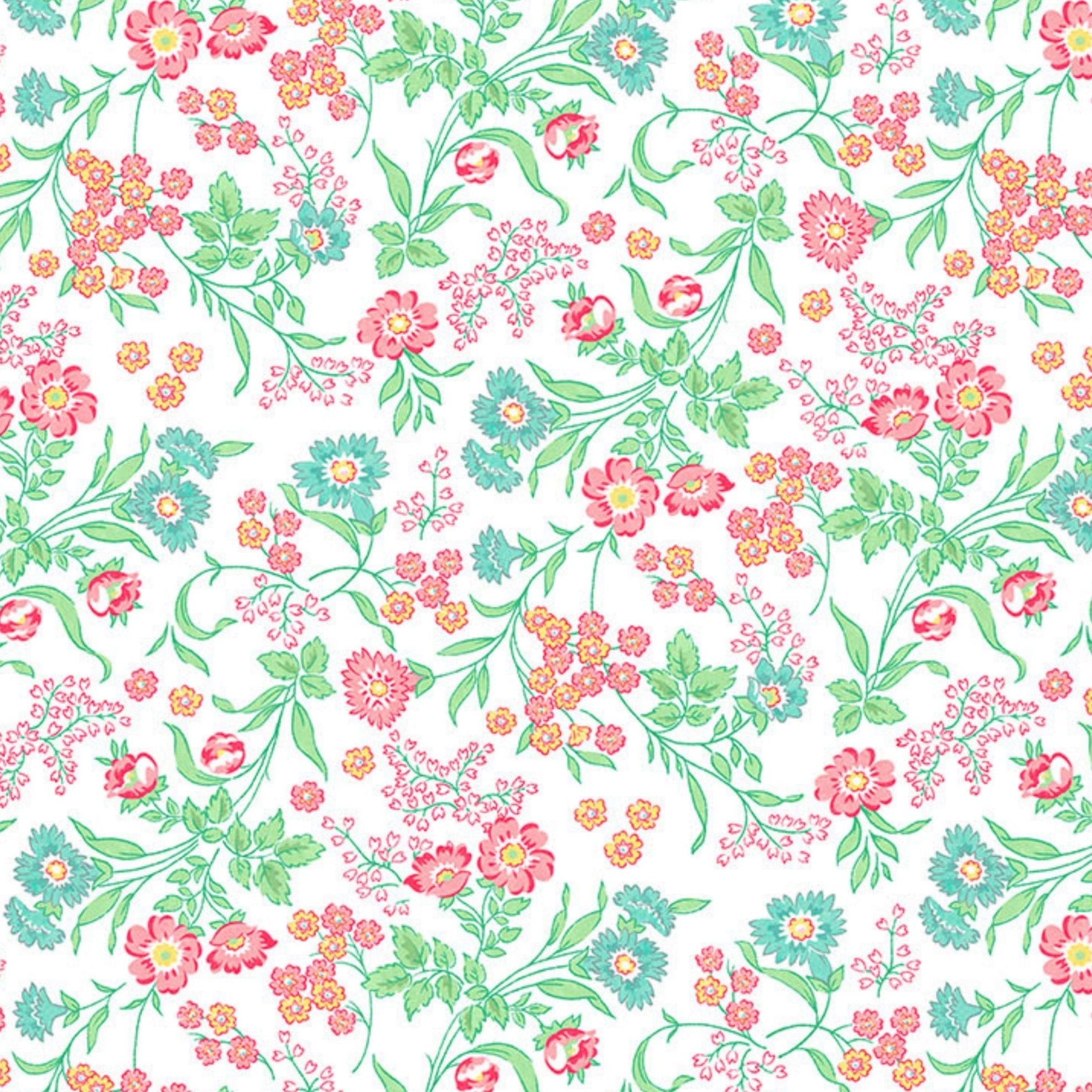 Quilting In Bloom Floral Trail - White Multi