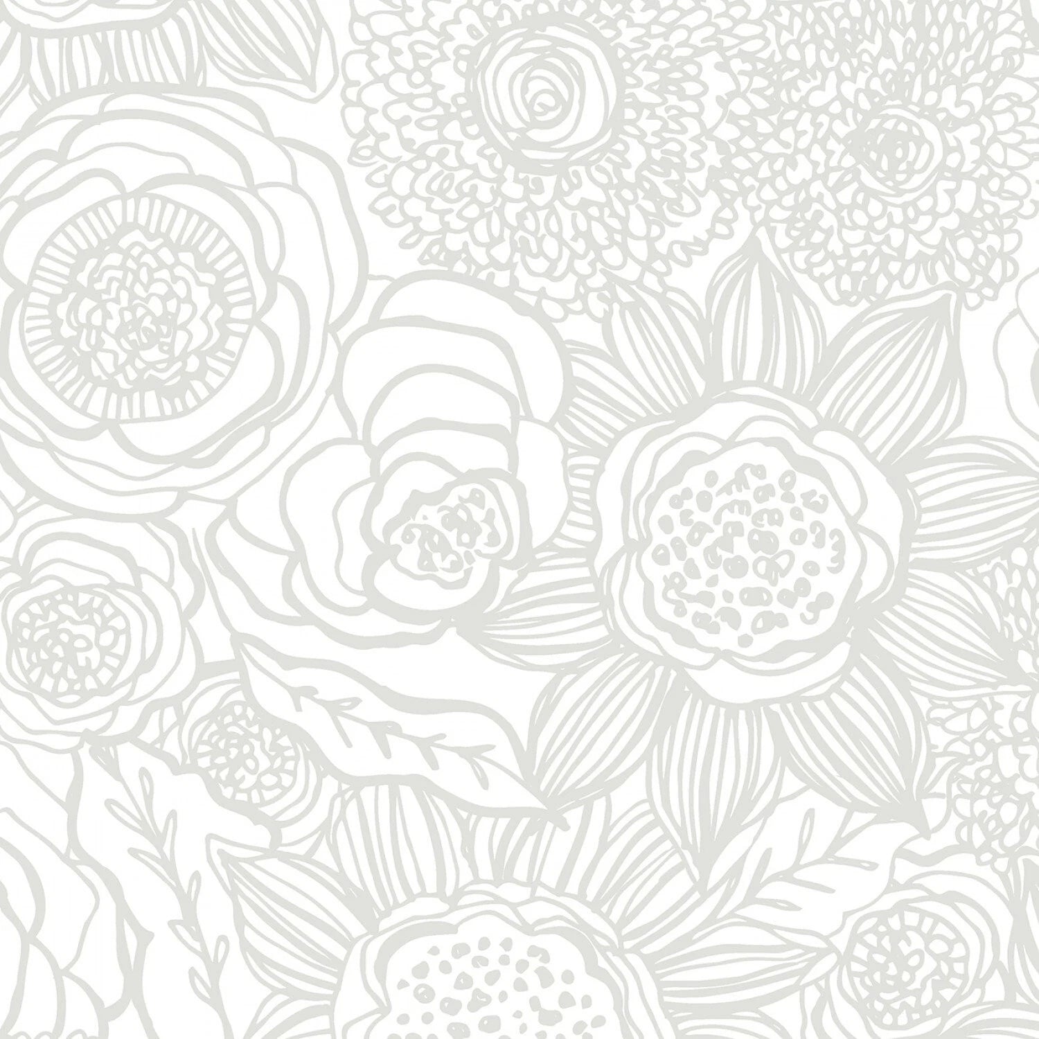 Night & Day Large Floral - White on White
