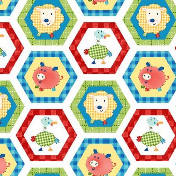 Little Red Barn Hexagon Block