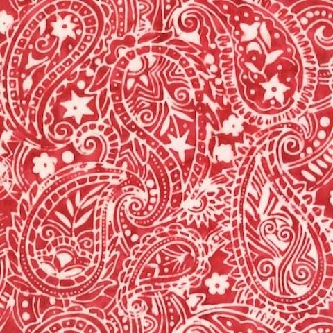 Anthology Batik Fabric Red/ White Paisley 1/4m