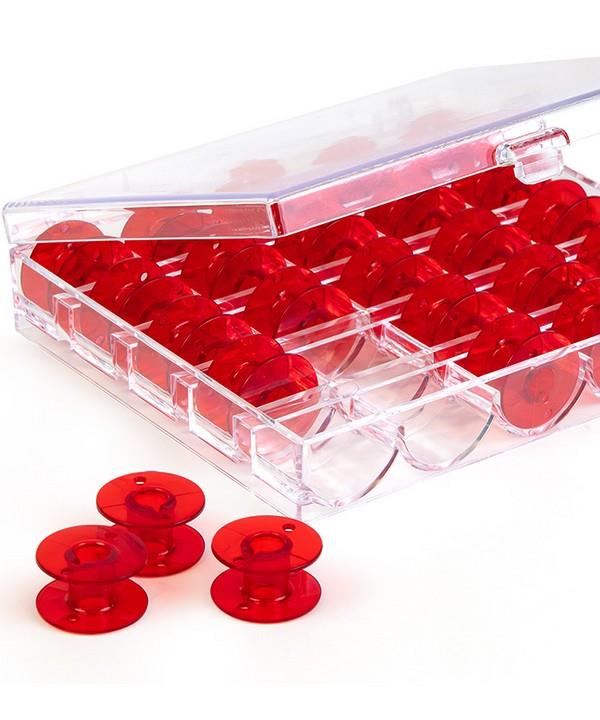 Case of 25 Janome Red Class 15 Bobbins