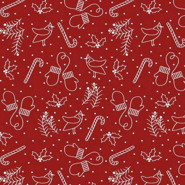 Whimsical Winter Flannel Red Fat Quarter
