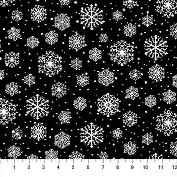 Frosted Forest Black/ Grey Snowflakes Fat Quarter