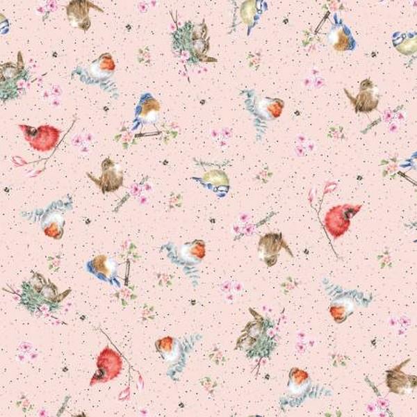 Bramble Patch Pink Birds 1/4m
