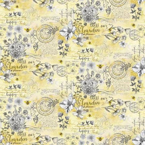 Queen Bee Old Fashioned Text Fat Quarter