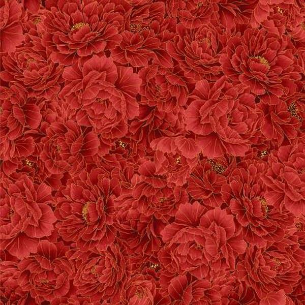 Kyoto Red Asian Packed Floral Fat Quarter