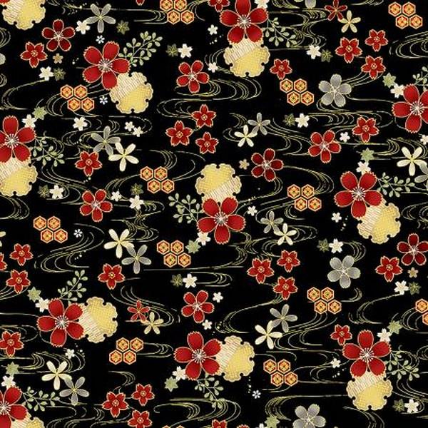 Kyoto Geo Floral Black Metallic