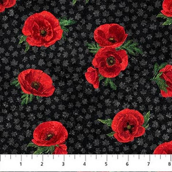 Oh Canada Small Poppies Black