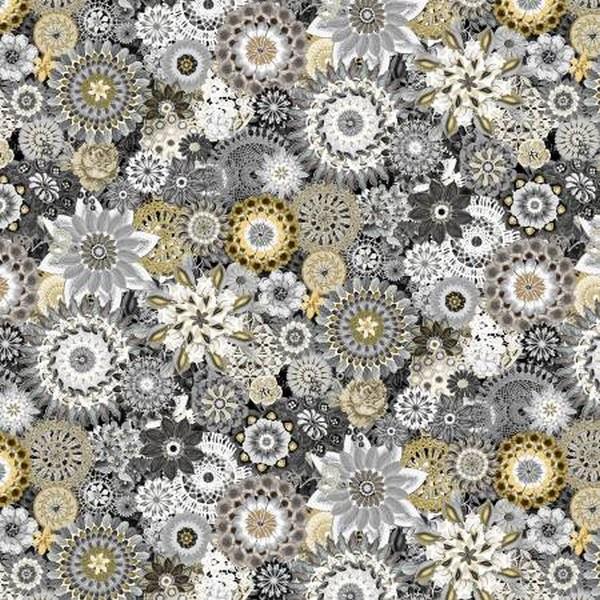 Grey Floral Crochet Wideback