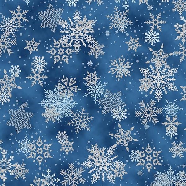 Whispering Woods Snowflakes Sapphire & Silver 1/4m