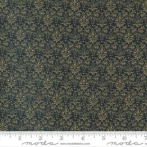 Morris Meadow Book Binding Damask Black Fat Quarter