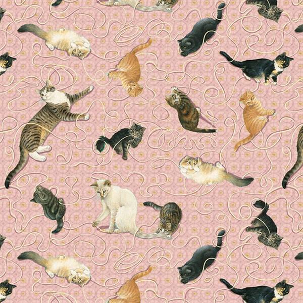 Sophisticats Cats with Yarn Pink