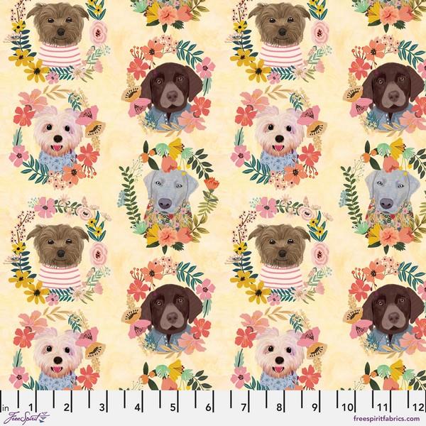 Floral Pets Puppies Yellow