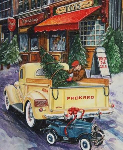 Nostalgic Christmas Truck Panel