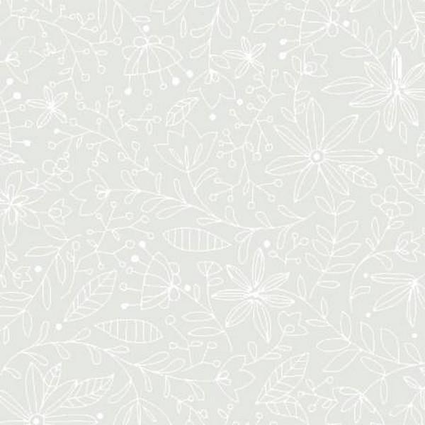 Ramblings Outline Floral White Fat Quarter