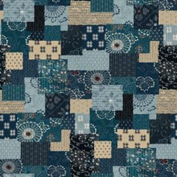 Indigo Blooming Koraju Patchwork Japanese Boro Multi - Fat Quarter