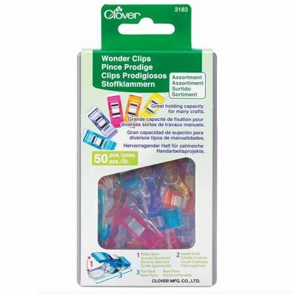 Clover Wonder Clips Assorted Colours - 50 Pcs.