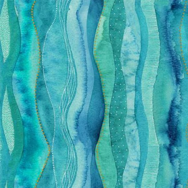 Ebb & Flow Cascade Aqua with Gold Metallic