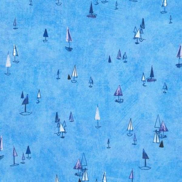 Shoreline Water with Boats Blue