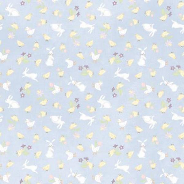 Little Chicks Flannel Bunnies & Chicks Blue