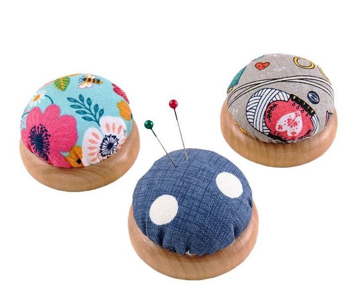 Pin Cushion with Wooden Base