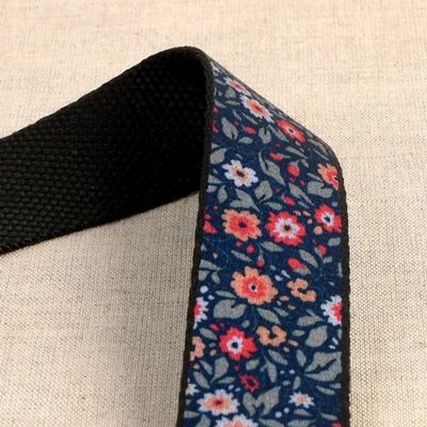 Navy Floral Webbing - 1" (30mm )