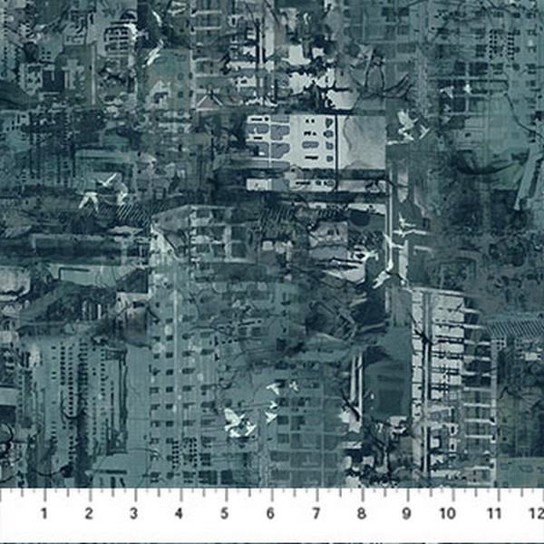 City Harbor Dark Blue Buildings Fat Quarter