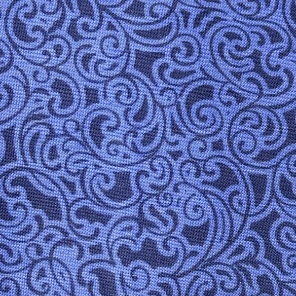 Winter Garden Leisurely Scroll Midnight Blue 1/4m