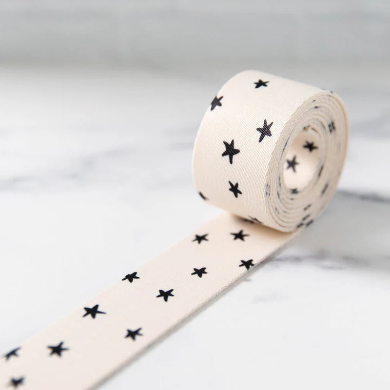 Starry Webbing - Natural in Black 1.5" wide