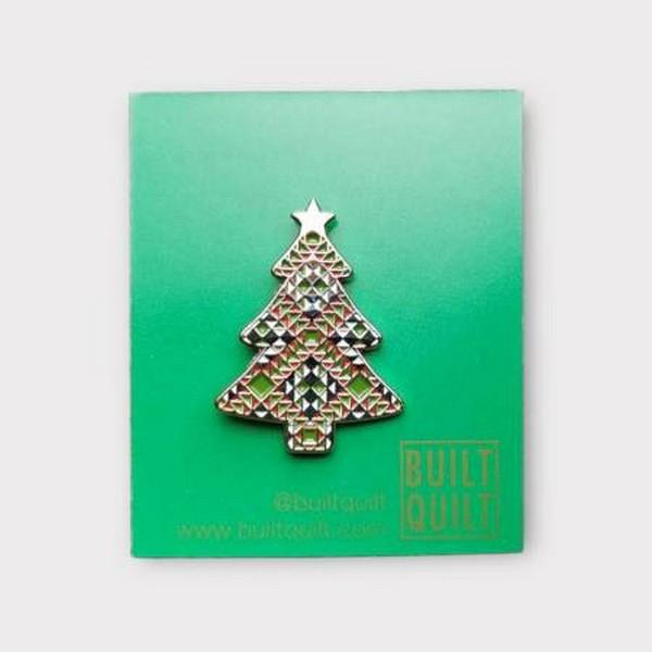 Christmas Tree Quilt Block Enamel Pin available in Canada at The Quilt Store