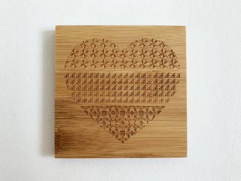 Built Quilt Hearts Quilt Bamboo Wood Coaster set available in Canada at The Quilt Store