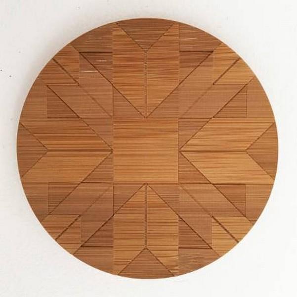 Built Quilt Ruby Roads Round Bamboo Wood Coaster set available in Canada at The Quilt Store