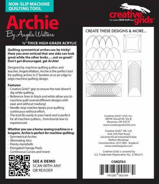 Creative Grids Machine Quilting Tool - Archie available at The Quilt Store