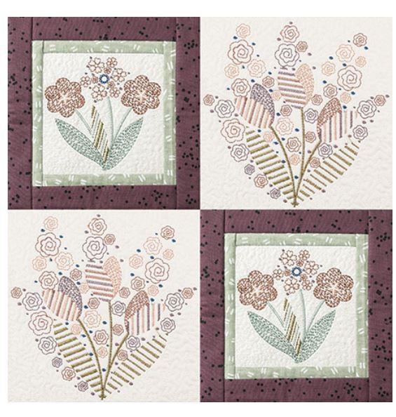 Anita Goodesign Hand Stitched Bouquet Quilt
