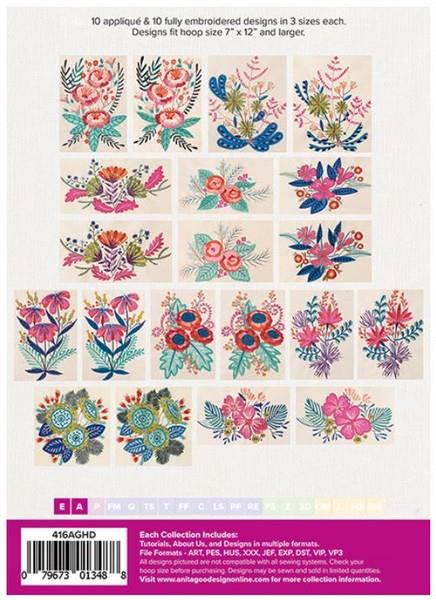Anita Goodesign vibrant Florals available in Canada at The Quilt Store