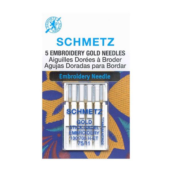 Schmetz Gold Titanium Embroidery Needles 75/11 available at The Quilt Store