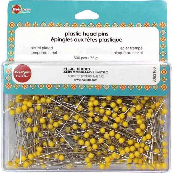 Heirloom Plastic Head Pins Yellow