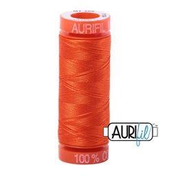Aurifil 1104 Neon Orange 50 wt 200m Available in Canada at The Quilt Store
