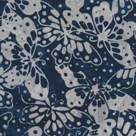 Anthology Fabrics Batik Dark Blue/ Grey Blue Butterflies